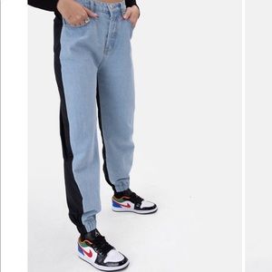 Hybrid Denim and Nylon Pants